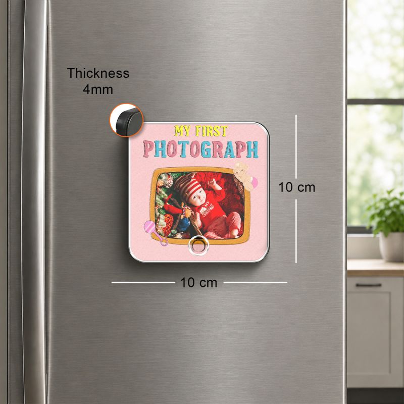 Personalized My First Photograph Theme Musical Fridge Magnet Newborn Baby Photo Frame Gift for New Parents & Baby Shower